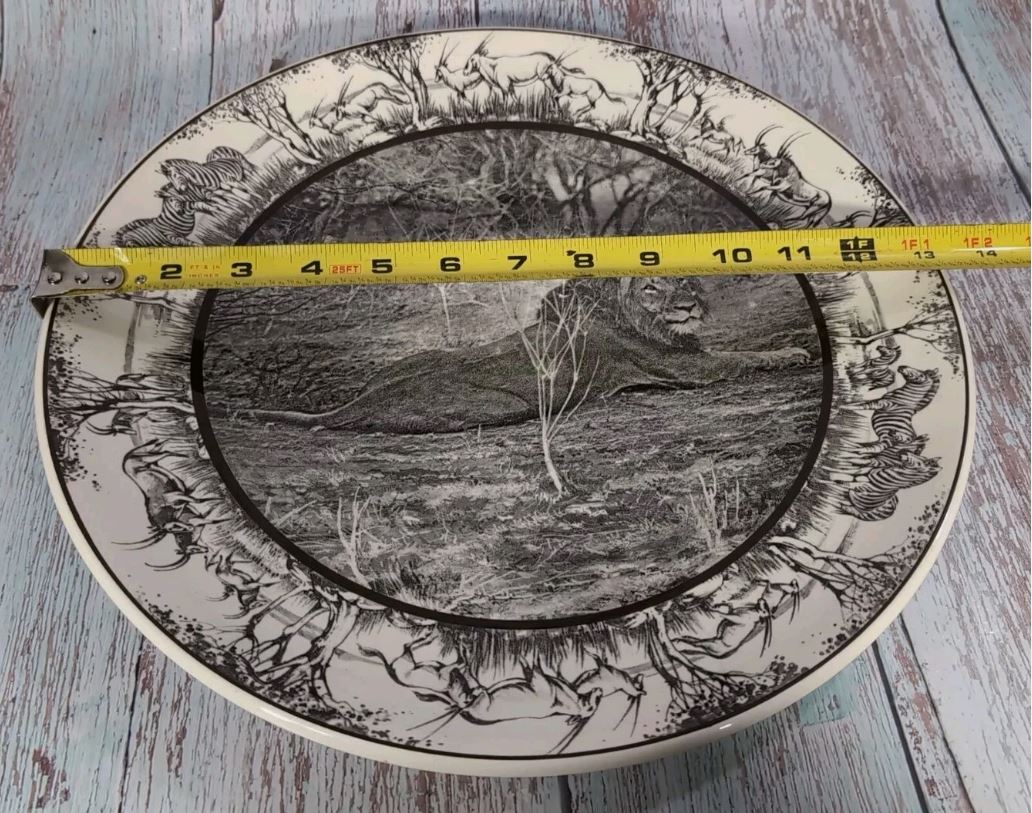 Measurement photograph showing the approximate 13.5-inch diameter